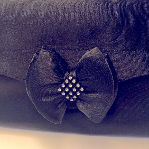 Black Clutch purse with bow and sparkle accents - Picture 2 of 3